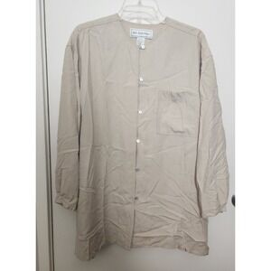 Silk‎ Essentials Beige 100% Silk Button Down Shirt Tunic Long Sleeve Size Large